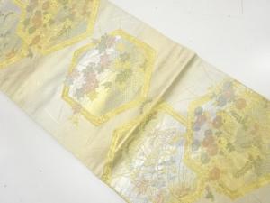 アンティーク　亀甲に草花模様織り出し袋帯（材料）